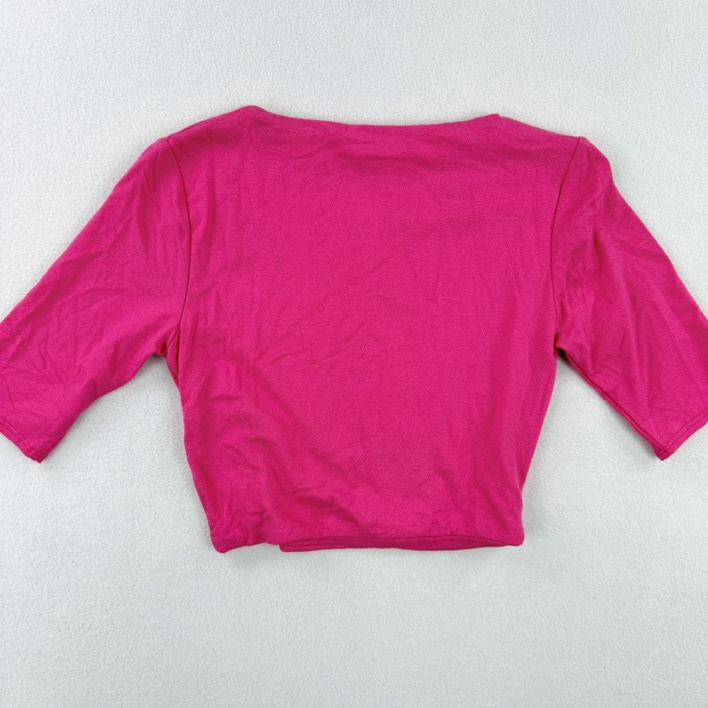 NAKED WARDROBE The Sleek Crop Top Hot Pink Crepe Size XS Womens, Made‎ USA